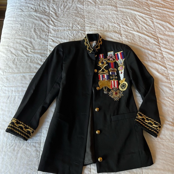 Vintage Adam Douglass Blazer Womens Jacket Embellished Military Patriotic Wool 8 - Picture 4 of 10